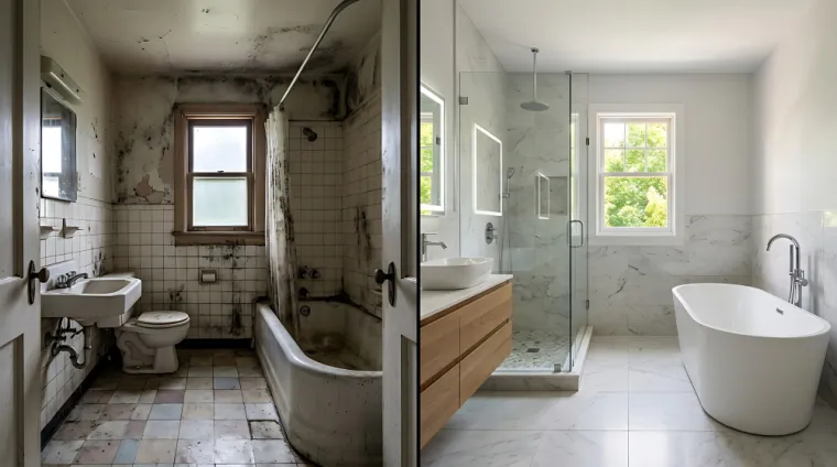 Rénovation d'une salle de bain ancienne et humide à Grasse, Grasse, Dos Reis Construction